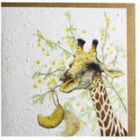 Growing Paper Giraffe with Camel Thorn Greeting Card